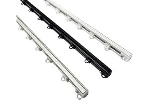 GLOBALCORPORATION Binario per tende a soffitto in alluminio bianco nero argento con scorrevoli da interno bastone per tendaggi tenda su misura moderni scorrimento movimento manuale strappo zineffa (160 cm, NERO)