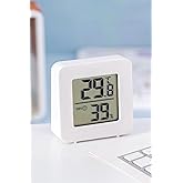 Telvesse Mini Temperature Humidity Meter Room Thermometer with LCD Display Wall Mountable Desktop Heat Display