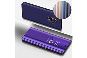 COTDINFOR Huawei Mate 10 PRO Custodia Placcatura Specchio Clear View Standing Cover Slim Mirror Flip Portafoglio Antiurto Case con Funzione Stand per Huawei Mate 10 PRO Mirror PU Purple MX.
