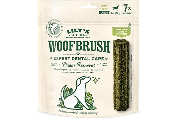 Lily's Kitchen Grand bâtonnet dentaire à mâcher Woofbrush pour chiens adultes à base d'ingrédients naturels (7 x 47g)