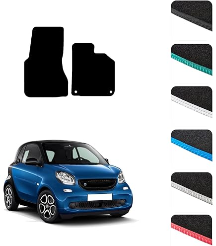 FSW - Tailored Mats - Fits SMART For Two 1998-2007 - Black Carpet - Anti Slip Mat - Non Slip Car Floor Mat, Fitted With Granulated Backing, Edged With Black Cloth Binding - View #8