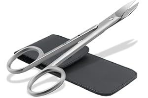 INSTRUMENTENRW Ciseaux à ongles en acier inoxydable 10,5 cm Ciseaux de pédicure avec lame légèrement incurvée pour les soins des pieds, avec étui