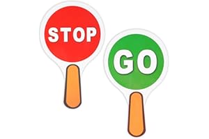 Thinp 2 Pack Double Sided Stop & Go Sign - PVC Waterproof Crossing Guard Road Sign for Teaching Traffic Safety - 10 X 2 Inches