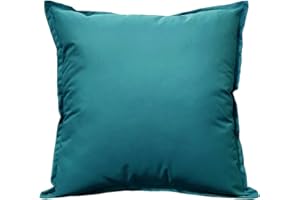 LIZZIE JACOBS Housses de coussin de jardin imperméables - Pour intérieur et extérieur - 60 x 60 cm - Bleu sarcelle