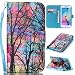 Produktbild Nancen Samsung Galaxy S6 Edge / G9250 (5,1 Zoll) Hülle, Bunt PU Leder Brieftasche Schutzhülle Bookstyle Flip Case Wallet Cover mit Standfunktion, Kartenfächer und Magnetverschluss Klapp Protective Etui Wald Muster Handytasche
