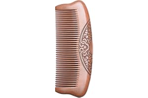 XFLYP Grzebień z Drewna Brzoskwiniowego, Antystatyczny Dwustronne Rzeźbiony Handmade Hair Comb, Prezent Urodzinowy Kreatywny