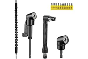 ACONDE 14 Piezas Taladro de Ángulo Recto, Adaptador de Destornillador Angular Set, Vástago Hexagonal de 1/4 de Pulgada para Taladros Eléctricos, Garajes y Trabajadores de la Construcción