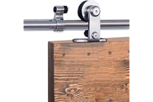 CCJH 6FT/182cm Stainless Steel Sliding Barn Wood Door Hardware Closet Track Roller Hanger Wheel Rail Set for Single Door