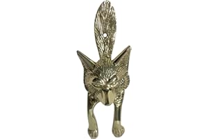 Fenzo Brass Fox Door Knocker Vintage Retro Style Antique Handcrafted Loud Front Door Knocker, Decorative Animal Design Home Porches Accessories, Easy to Install (Golden)