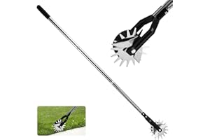 Grillix Tagliabordi Rotanti a Ruota, Bordatore Manuale per Prato, con 3 Sezioni Acciaio Inox Manico e Impugnatura Imbottita, Lunghezza da 23,6" a 67", Robusto Pratico, Adatto per la Bordatura Erboso