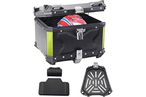 MENES [2023 55L Motorcycle Top Case, Aluminum Motorcycle Trunk Tour Tail Box with Security Lock for Store Helmet Large Luggage, Waterproof Motorcycle Top Box, Universal Motorcycle Accessories-Black