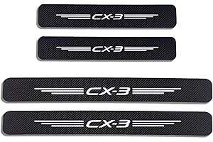 SYMILOV 4 Pezzi Fibra di Carbonio Battitacco per Auto Sticker, per Ma-zda CX3 CX-3 CX 3, Benvenuto Pedaliera Protezione Styling Auto E Carrozzeria Adesivi Decorativi Accessori,White