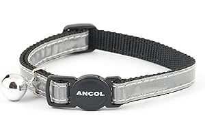 Ancol Safety Cat Collar Gloss Reflective in Silver - Comfortable Pet Accessory with Break Away Buckle - Kitten Training Walking Neckband