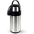 3L / 3000ml Stainless Steel Airpot Air Pot Flask Hot Cold Tea Coffee Pump Action Vacuum Flask by Denny International® (Set of 1 Airpot)