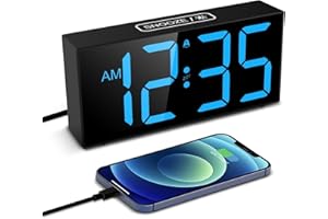 Netzu Digitaler Wecker Laut für Tiefschläfer, Wecker Digital mit Großes 7.4" Display, 2 Alarme, 5 Helligkeitsstufen, Schlummerfunktion, USB-Ladeanschluss, Lauter Wecker für Schlafzimmer Nachttisch