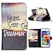 Produktbild Galaxy S5 Hülle,Samsung S5 NEO Tasche Linvei Handy Tasche Schutz Hülle im Bookstyle für Samsung Galaxy S5 / S5 NEO Wallet Case mit Standfunktion Schutzhülle mit Standfunktion Kartenfächer mit Weich TPU Innere Hülle Case (Never Stop Your Dream)
