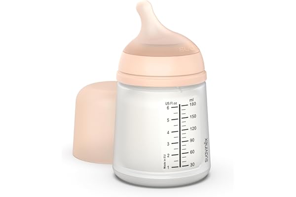 Suavinex, Biberón Anticólico Zero Zero, con Tetina de Flujo Lento (S) de Silicona, para Bebés +0 Meses y Recién Nacidos, Compatible con la Lactancia Materna, Leche Materna y de Fórmula, 180 ml, Fair