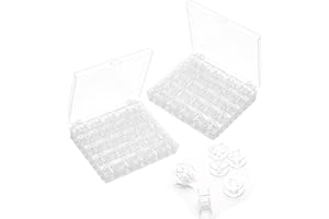 Nicphyn 50 Pezzi Canillas Maquina Coser, Bobinas para Máquinas de Coser con Caja de Almacenamiento, Bobina Carretes Máquinas Transparentes, Compatible con Brother Janome Cantante Elna Babylock Kenmor