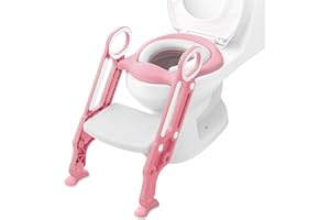 Karan King® Toiletten-Trainings-Set für Kleinkinder, Toilettenleiter, Sitz, flexible Länge, Tritthocker für Jungen und Mädchen, Badezimmerhilfe, Kleinkinder, Trainingssitze, (Rosa)