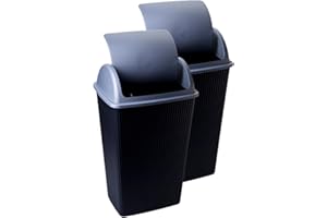 SUSTANIA Lot de 2 poubelles de cuisine avec couvercle basculant 50 l, pour cuisine et bureau, couleur anthracite/gris, dimensions : 65 x 38 x 26 cm, fabriquées en UE