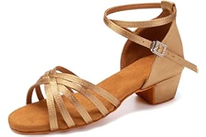 SWDZM Scarpe da Ballo Latino Americano Bambina Standard Salsa Ballroom Tacco 3 cm
