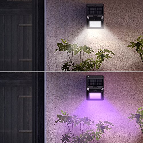 Aglaia Solarleuchte mit 2 Bewegungssensor, 12 LED Solarbetriebene Sicherheitsleuchte mit 5 Intelligenten Beleuchtungsmodus und RGB Farbwechsel, Wetterfeste für Patio, Plattform, Hof, Garten, Terrasse - 3