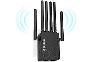 GENERICO Ripetitore WiFi,Ripetitore WiFi Potente Per Casa,Ultima Tecnologia a 6 Antenne Per Una Copertura Completa,Area di Copertura 10000Sq.in,Supporta Fino a 45 Dispositivi,Con 2 Porte Ethernet (Ferroso)