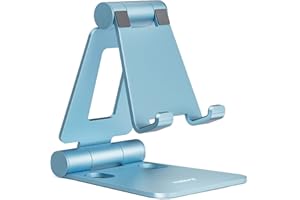 NULAXY Support Téléphone Réglable, Support Téléphone Bureau Pliable Portable Tablette Dock Compatible avec iPhone 15/14/13/12/11 Pro Max Mini XR X 8 Samsung Huawei d'autres Smartphones – Bleu