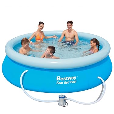 Aufblasbarer Pool Mit Baldachin UPF50+ – 259 X 170 Cm Großer Familienpool Mit Kabelloser Pumpe, Für Garten & Balkon