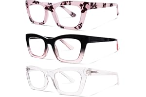 ZOECENT 3 Pack Lesebrille Damen Blaulichtfilter Brille Federscharniere Computer Brillen übergroße Quadratische Lesebrillen