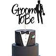 Arthsdite 1Pc Groom to Be Cake Topper, Future Mr, Engagement Wedding Bachelor Party Decoration Supplies - Black Glitter