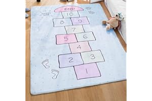 URMAGIC Tapis de marelle pour enfants, tapis antidérapant 60X180cm, tapis de jeu pour chambre d'enfants, tapis éducatif doux lavable pour enfants, tapis pour enfants, cadeau pour fille / garçon (100x160cm, F)