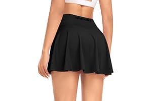 JoyGirl Plissee Faltenrock Damen Tennis Rock mit Hose Drunter Hohe Taille Skort Golf Sport Rock Minirock mit Taschen für Laufen Workout