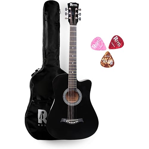 Revel 38 Inch Glossy Acoustic Guitar for Beginners and Professionals with Signature Guitar Feel, Westwood Guitar Style Set wi