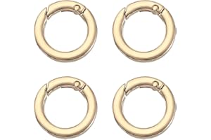 PATIKIL Spring O Rings, 4Pcs 1 Inch Metal Round Clips Flat Trigger Keyrings Snap Buckle Clasps for Keychains Bags Purses Straps Dog Leashes DIY Crafts, Light Gold 25mm
