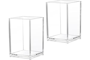 XREE 2 sztuki przezroczystych uchwytów na długopisy z akrylu, uchwyt na ołówki do biurka, przezroczywy pojemnik na pędzle do makijażu, organizer na długopisy do biura, szkoły, domu (10 x 6,5 x 6,3 cm)