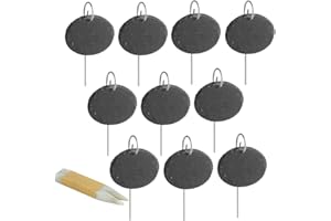 Dimoxii 10 Pcs Étiquettes Plantes en Ardoise pour Plantes, Marqueurs de Plantes de Jardin,Étiquettes Naturelles avec Piquets en Métal et Des Stylos à Craie pour Cour, L'extérieur &Serre