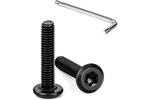 Tunejoy 30 st torxplatta huvudskruvar, svart, M3 x 8 mm, sexkantiga skruvar, i rostfritt stål, A2, V2A, sexkantiga möbelbultar med T10-nyckel, full gänga