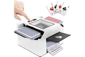 KBIBCK Automatischer Kartenmischer, Kartenmischmaschine Elektrische für 1-2 Decks, Aufladbarer Kartenmischer mit Auto und Manuellem Modus mit 2000 Mah Akku für Poker UNO Blackjack Texas Hold'em (Weiß)