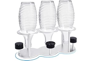 TOPOWN Stojak na butelki kompatybilny z pojemnikami na butelki Sodastream, 3 sztuki – stojak na butelki Sodastream Crystal i Emil, srebrny