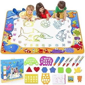 toyk Aqua Magic mat - Kids Painting Writing Doodle Board Toy - Color Doodle Drawing mat Bring Magic pens Educational Toys 1 2 3 4 5 6 7 8 9 10 11 12 Year Old Girls Boys Age Toddler Gift