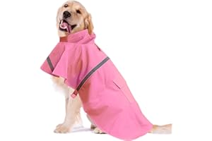 OCSOSO Brite - Giacca antipioggia per cani e gatti, con cappuccio e fascia riflettente (rosa, XXL posteriore: 78 cm)