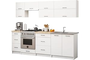AKORD | Set di Mobili da Cucina Olivia 2.4m G2 | Cucina Completa Piccola | Componibile | su Misura 46 x 180 x 174 cm | Per un design moderno e Tradizionale | Bianco