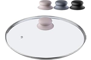 KADAX Couvercle en Verre avec Poignée en Silicone et Anneau de Ventilation, Accessoire de Cuisine pour Poêles, Marmites et Sauteuses (Beige, 30 cm)