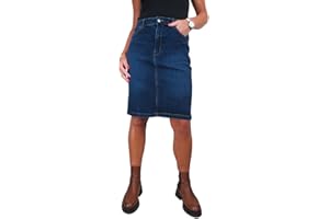 Paulo Due Women's Knee Length Stretch Denim Skirt Ladies Pencil Jeans Skirt 10-22