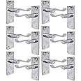 Silver Door Handles Interior Door Handles - Victorian Scroll Door Handles in Polished Chrome Door Handles, Back Plate, 118 x 42mm, Door Handles Multipack, Door Handles Set of 6