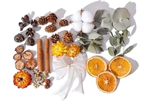 ANNERATTERYER 40 Pcs Decorazione Natalizia di Frutta Secca,Con Cotone,Cannella,Frutta Della Rosa,Fette D'arancia,Nastri Bianchi,Usato per Decorare Gli Alberi di Natale,Castelli di Natale,Pupazzi di Neve
