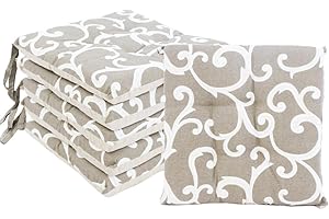 VIRSUS Set 6 Cuscini per Sedie a 4 Punti con Lacci 022, Misura 40x40 cm, Coprisedia da cucina, Imbottitura Poliestere e Rivestimento Cotone e Poliestere, Made in Italy (Beige Fantasia)