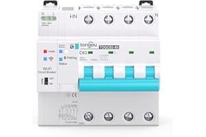 WIFI Intelligente 4P Mini interruttore circuito con monitoraggio dell'energia, controllato da Tuya/Smart Life APP DIY TONGOU (4P 1-63A regolabile