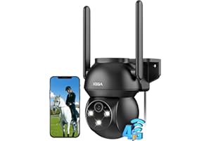 Xega 4G LTE Camara Vigilancia Exterior con Tarjeta SIM, 24/7 Grabación, PTZ Seguimiento Automático, Detección Humana, Foco y Sirena Visión Nocturna en Color 2K HD Almacenamiento TF/Cloud IP66